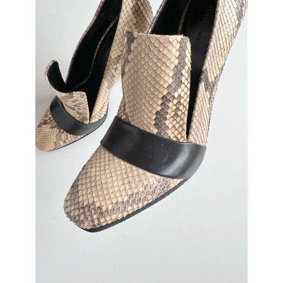 CELINE Phoebe Philo Snakeskin Black Leather High Heel Stiletto Pumps, Size 37.5 - Picture 7 of 16